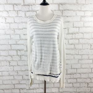 Tommy Bahama Striped Split Side Long Sleeve Top Size Small Petite S/P